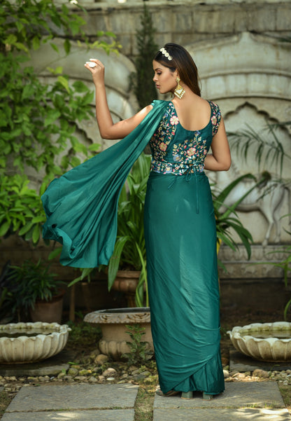 1 Min Ready to Wear Saree with Stitched Blouse