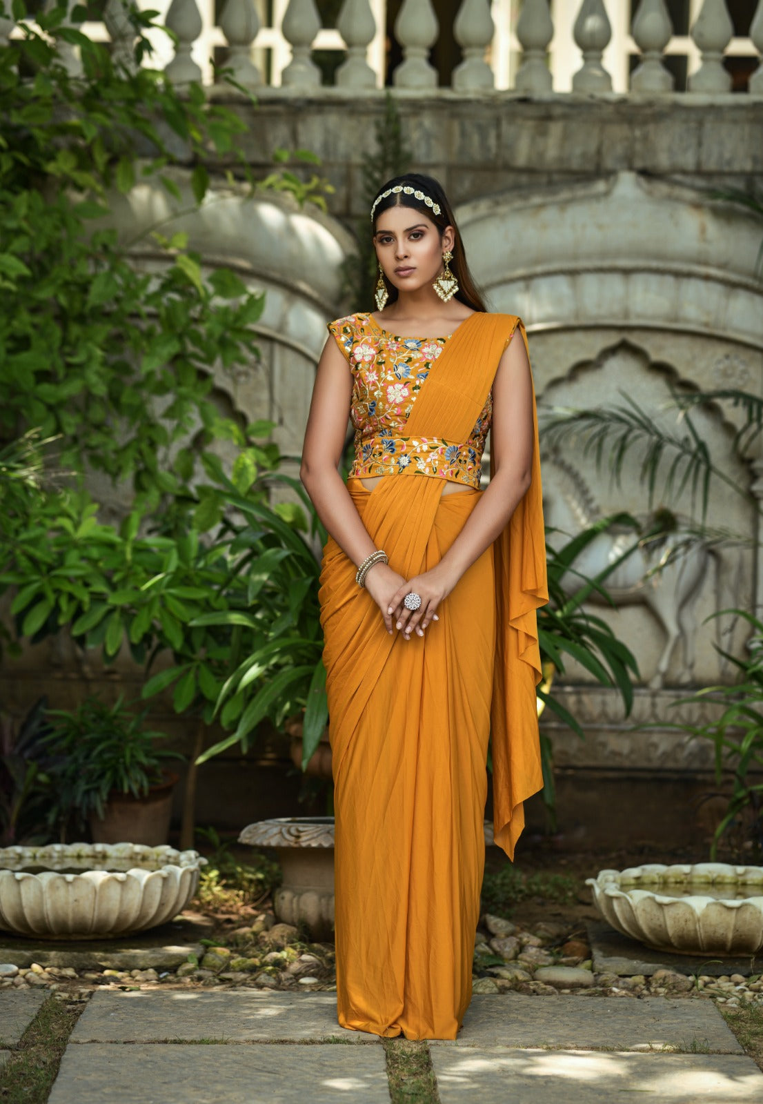1 Min Ready to Wear Saree with Stitched Blouse