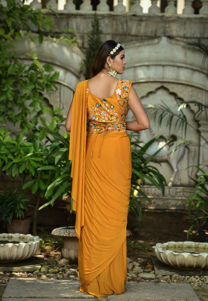 1 Min Ready to Wear Saree with Stitched Blouse