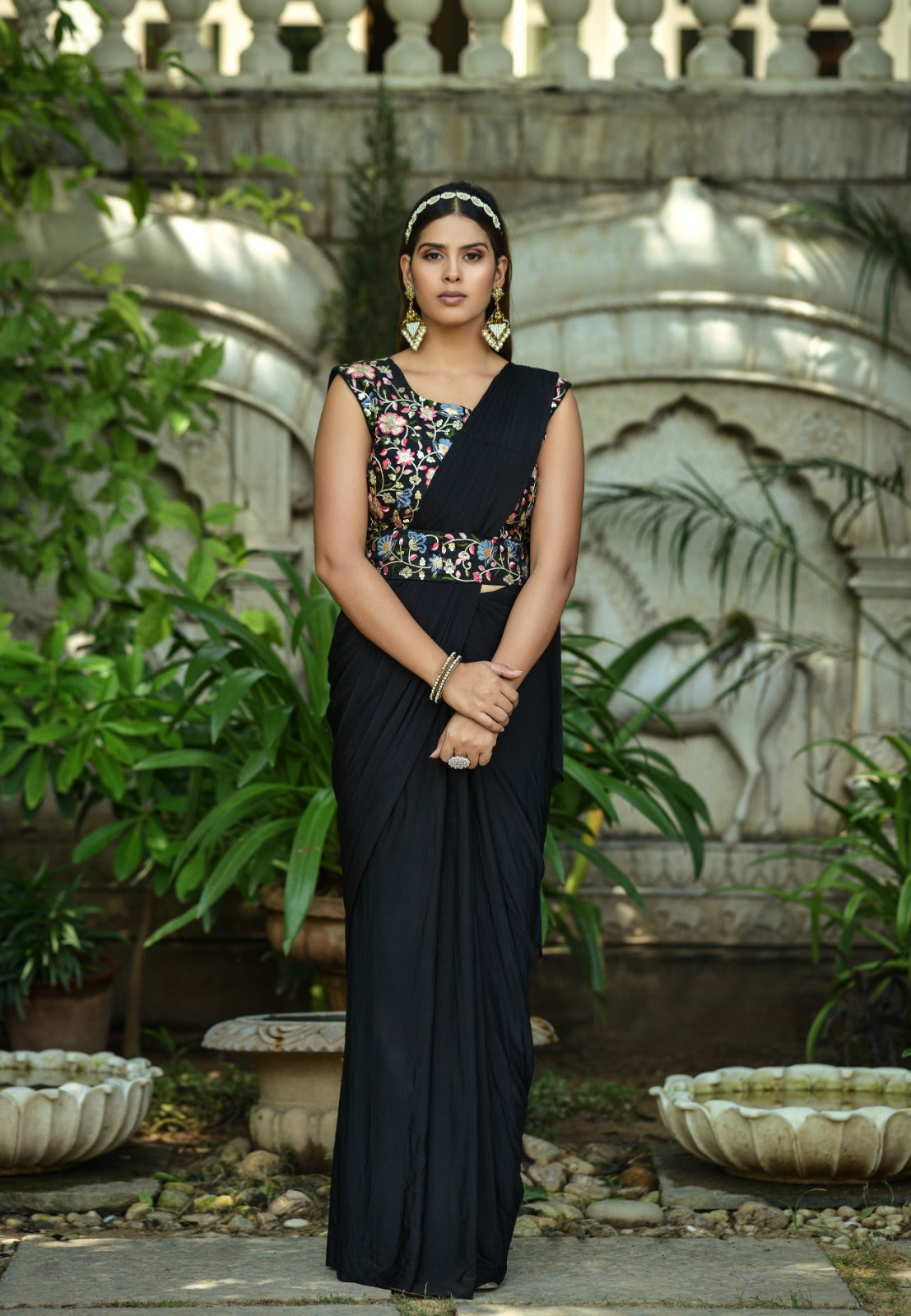 1 Min Ready to Wear Saree with Stitched Blouse