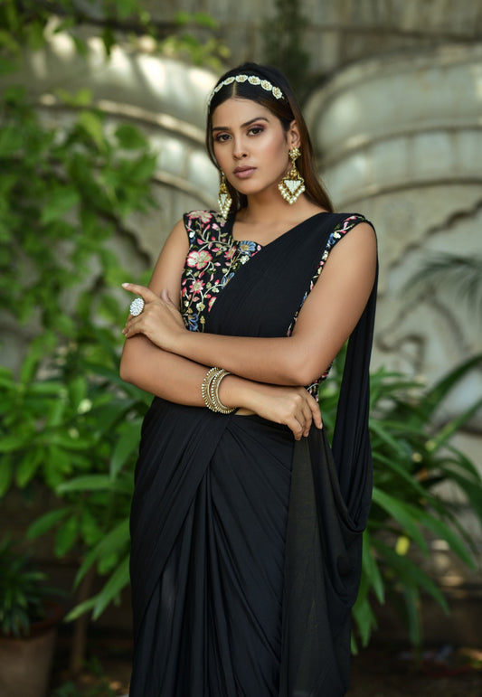 1 Min Ready to Wear Saree with Stitched Blouse