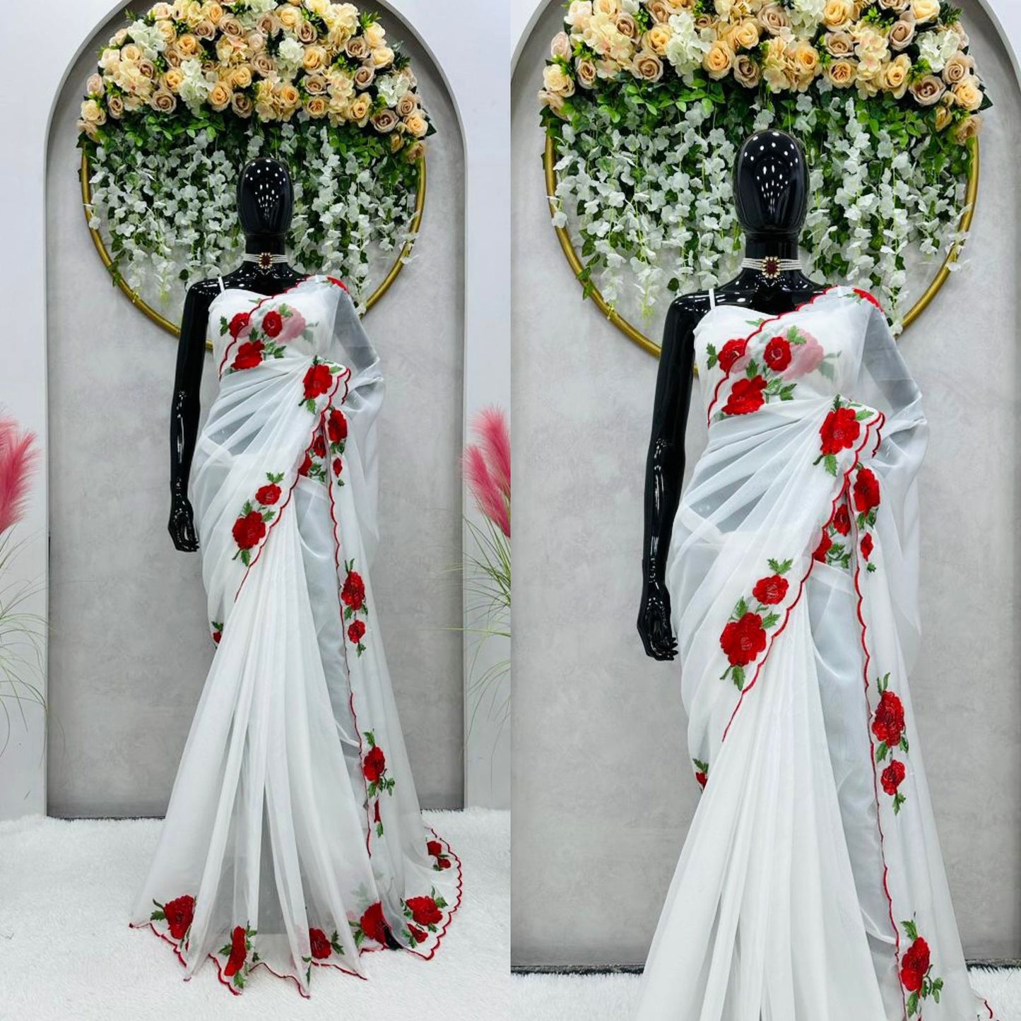 1 Minutes Tuby Silk Ready to Wear Designer Flower Work Saree