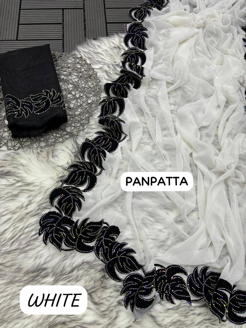 Panpatta Diamond Siroski Work Lace Saree