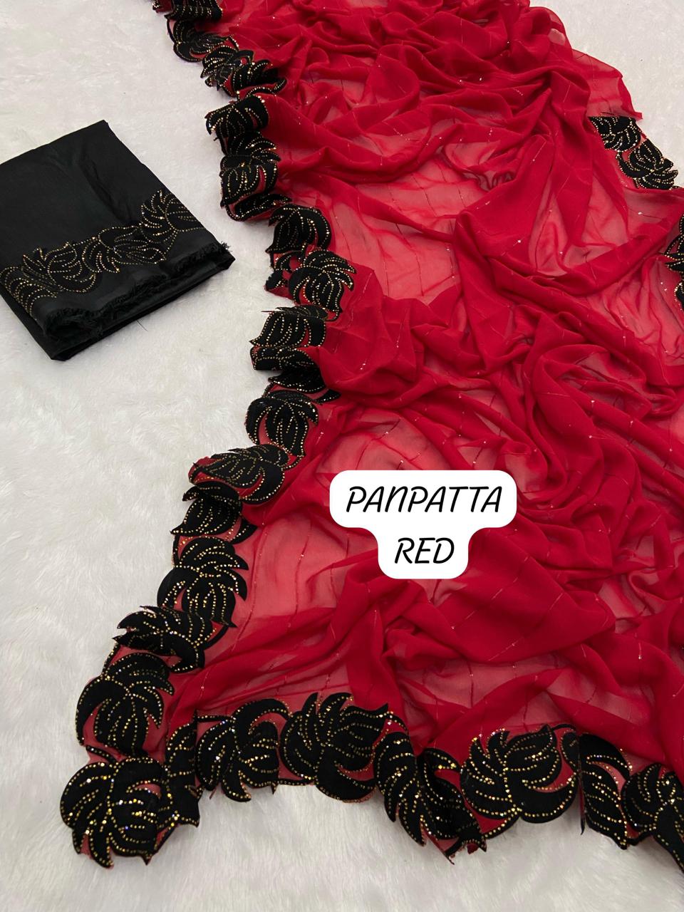 Panpatta Diamond Siroski Work Lace Saree