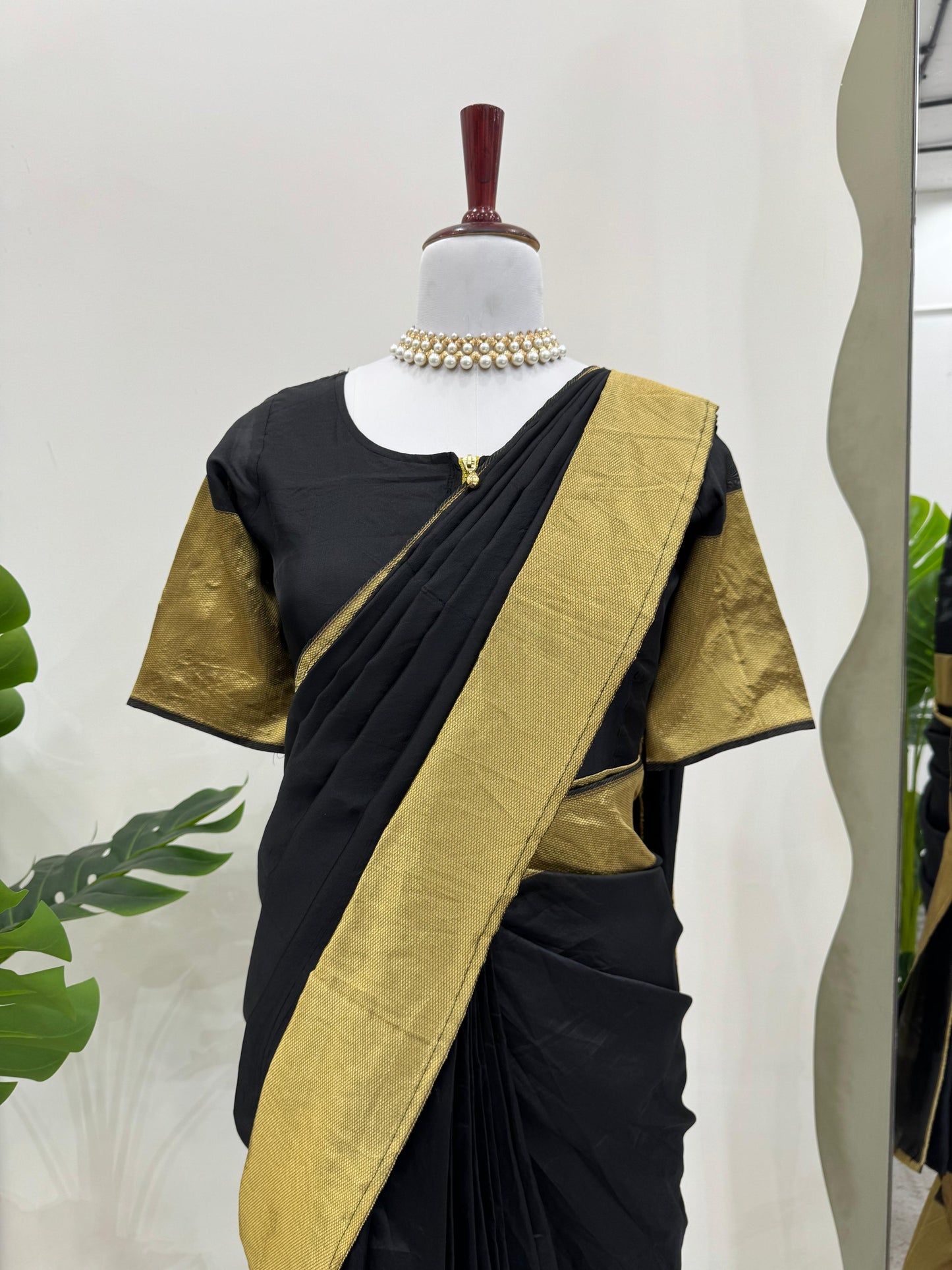 Black Color Kota Silk 1 Min Ready to Wear Saree