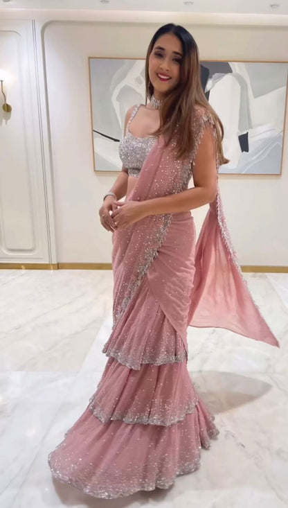 Ready to Wear Ruffle Style Georgette Lehenga Saree