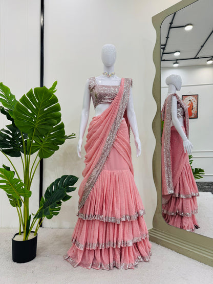 Ready to Wear Ruffle Style Georgette Lehenga Saree