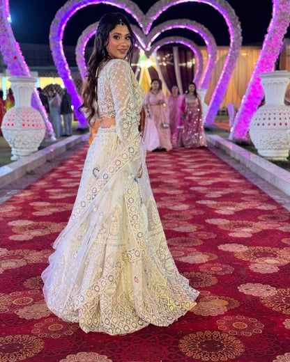 White Color Soft Net Sequence Work Lehenga Choli