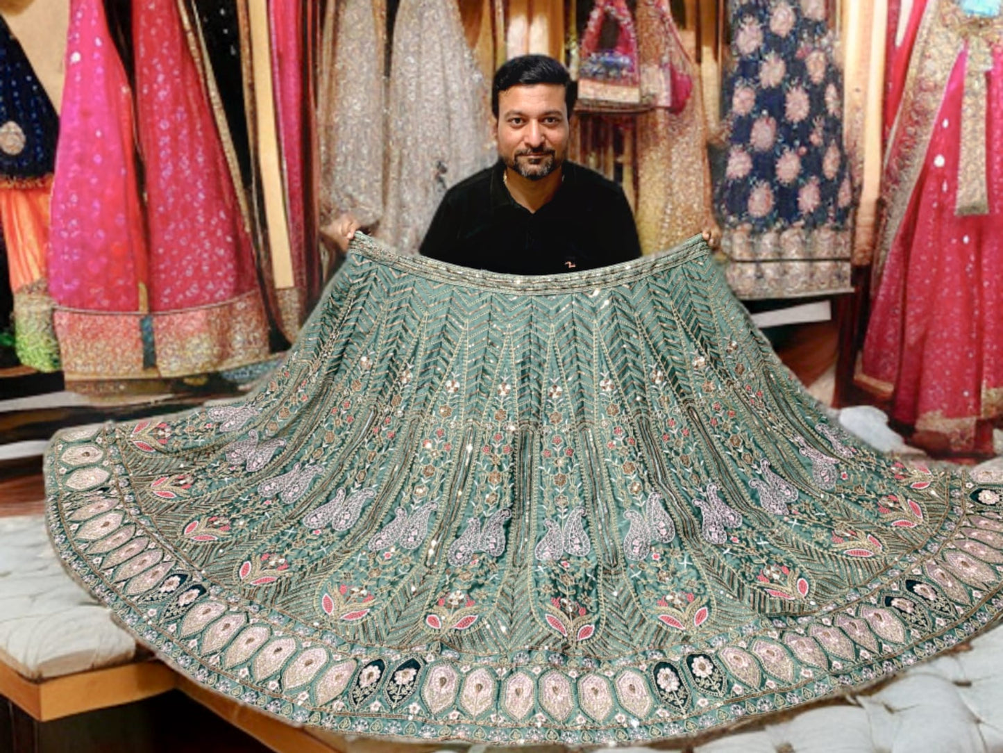 Wedding Wear Silk Lehenga With Handwork Choli