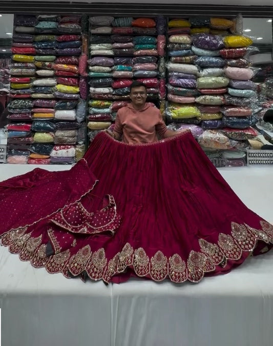 Pink Satin Silk Real Mirror Work Lehenga Choli