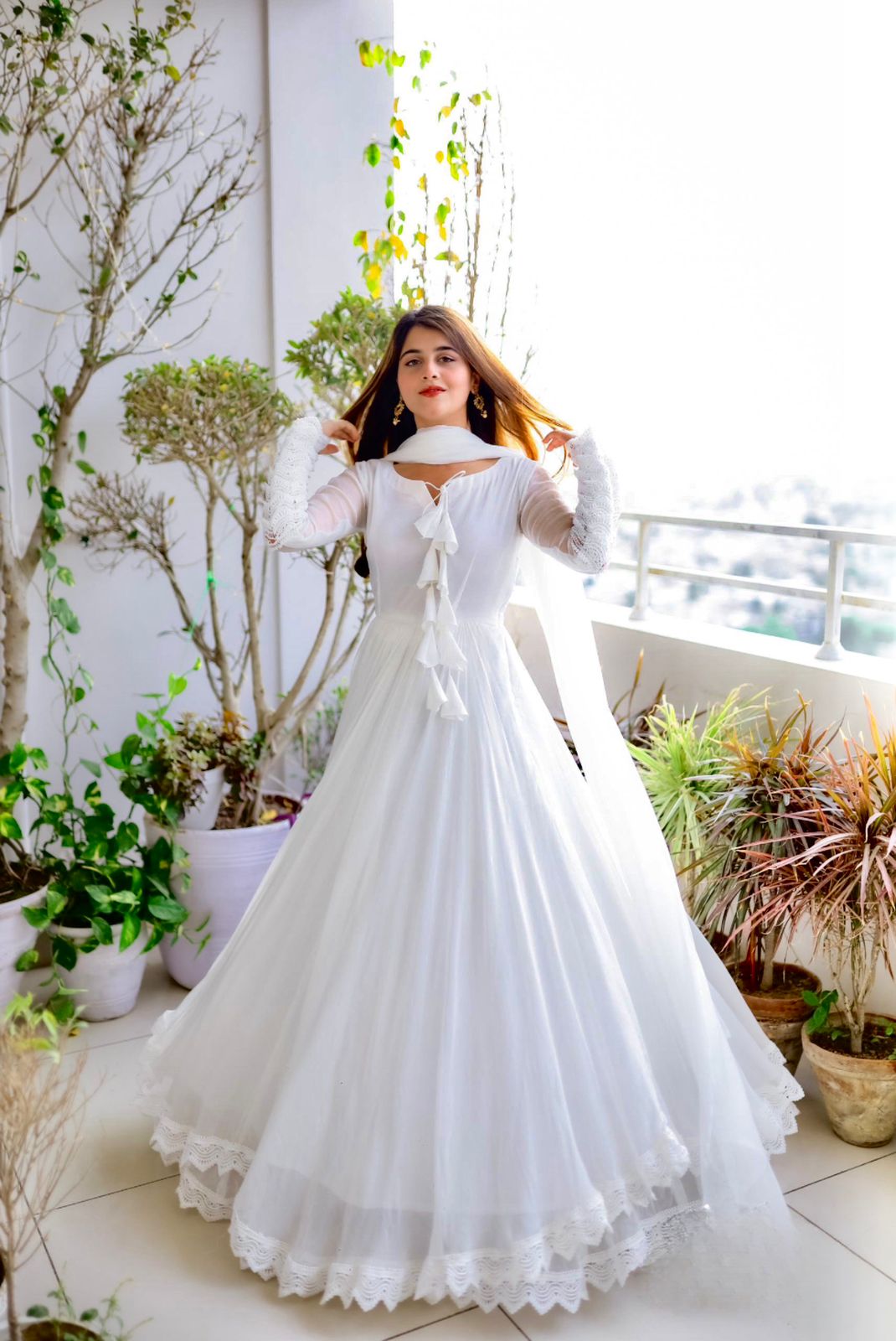 Beautiful Soft Georgette Full Stitched Gown with Dupatta For Girls