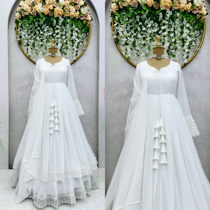 Beautiful Soft Georgette Full Stitched Gown with Dupatta For Girls