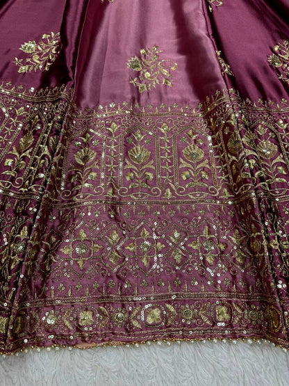 Occasion Wear Japan Satin Thread with Sequence Work Gown With Dupatta