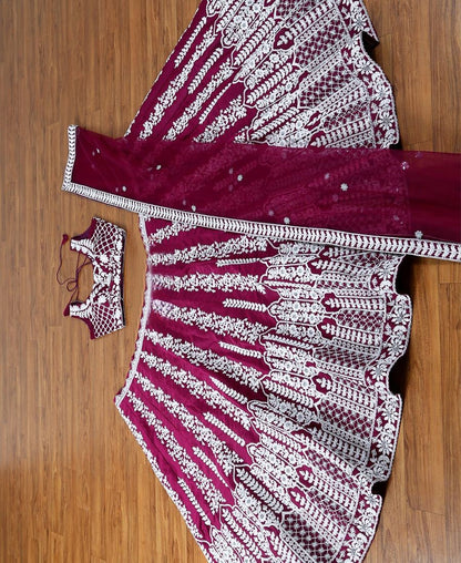Bit Color Chinon Silk Embroidered Lehenga Choli