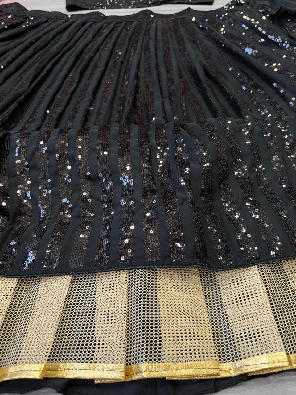 Black Sequence Work Georgette Lehenga Choli