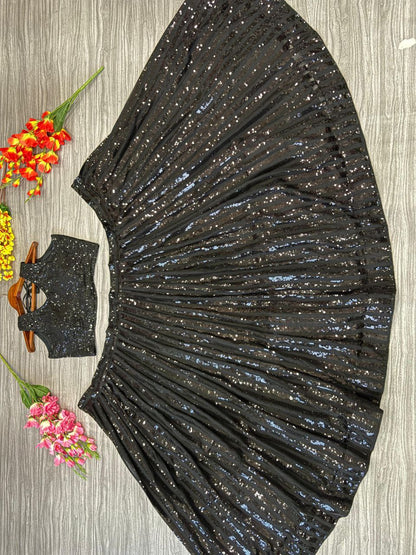 Black Sequence Work Georgette Lehenga Choli