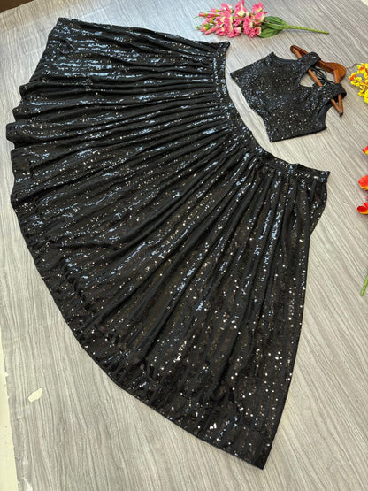 Black Sequence Work Georgette Lehenga Choli