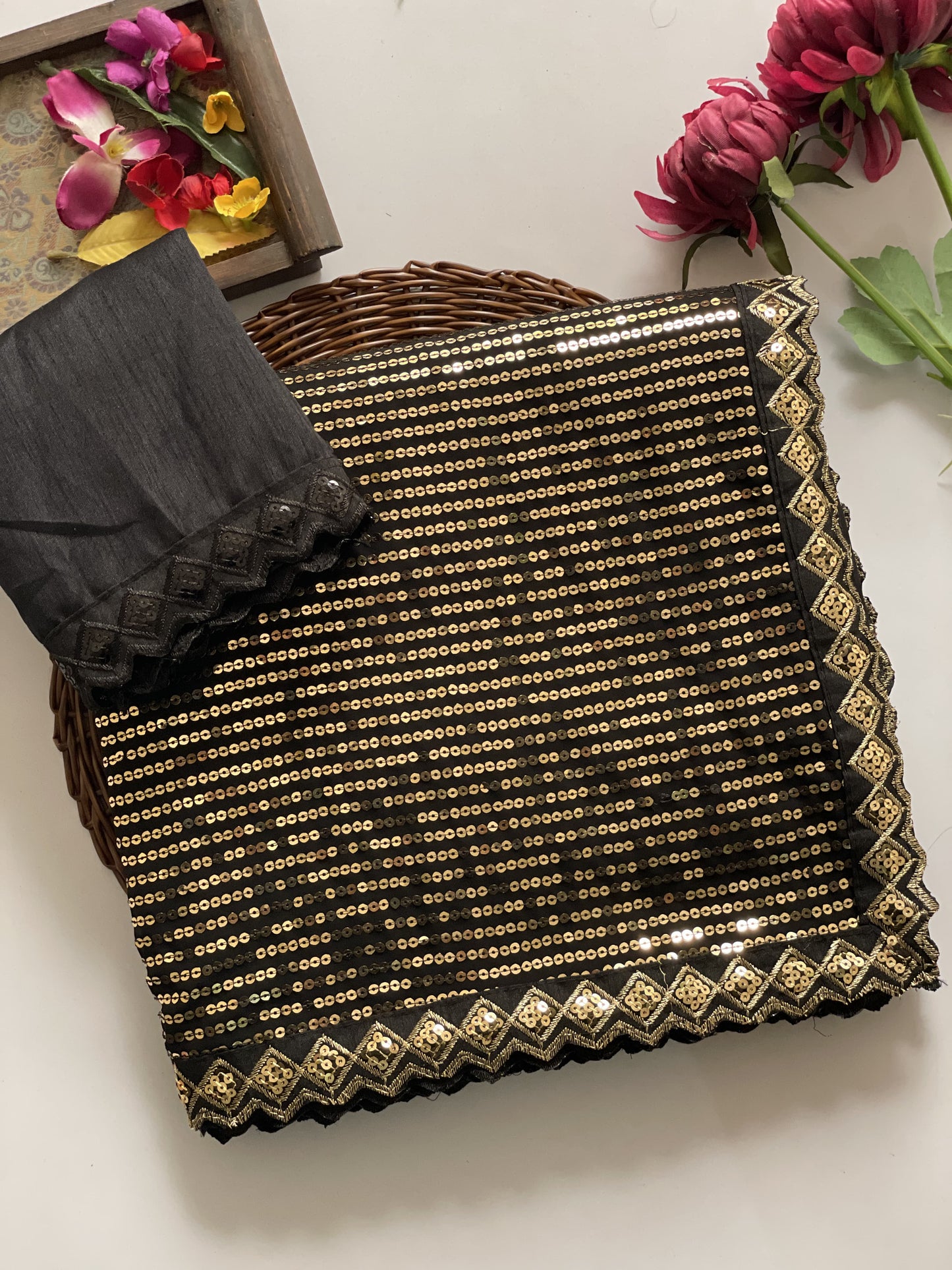 Party Wear Sequince Work Georgette Saree Blouse
