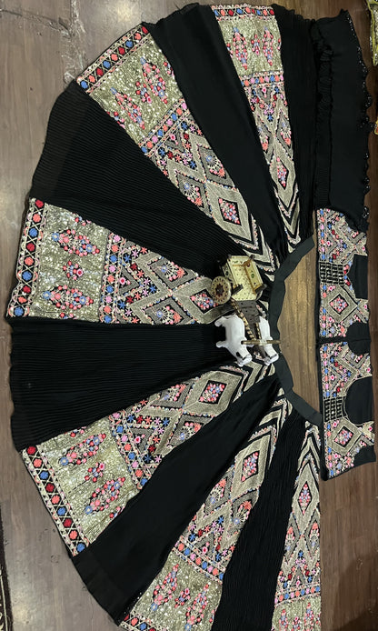 Trendy Black Crush Georgette Sequence Work Lehenga Choli