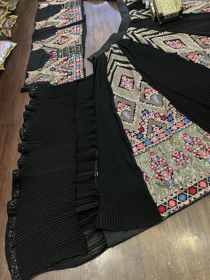 Trendy Black Crush Georgette Sequence Work Lehenga Choli