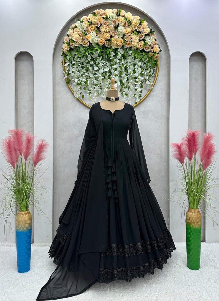 Beautiful Soft Georgette Full Stitched Gown with Dupatta For Girls