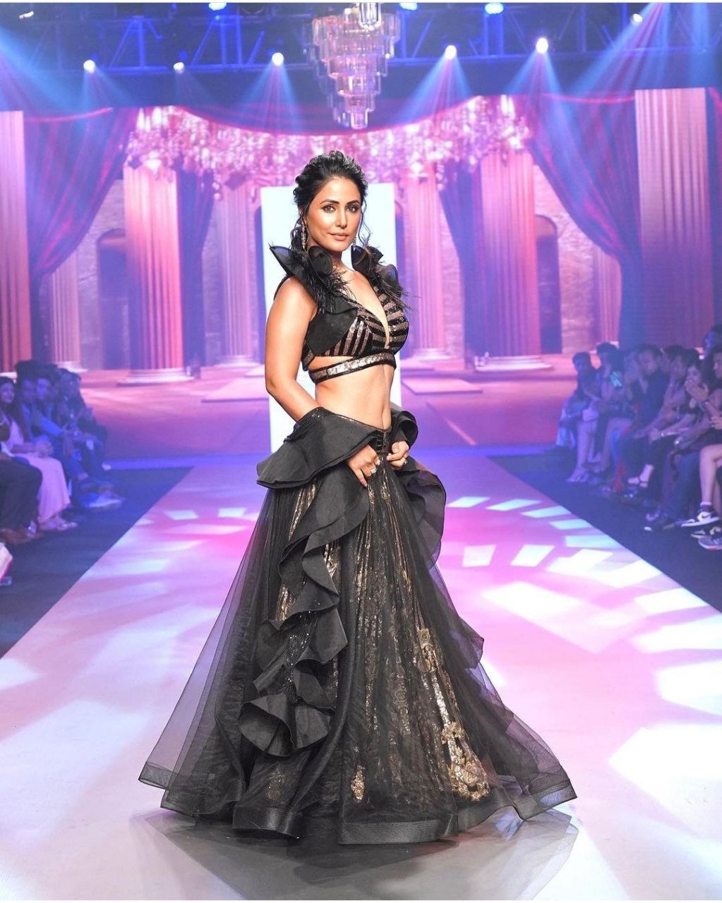 Black Malai Satin Sequence Work Lehenga Choli