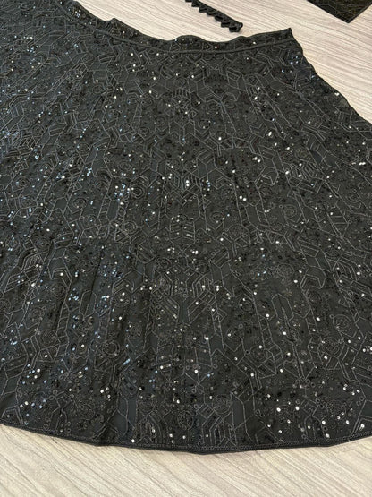 Black Georgette Sequence Work Lehenga Choli