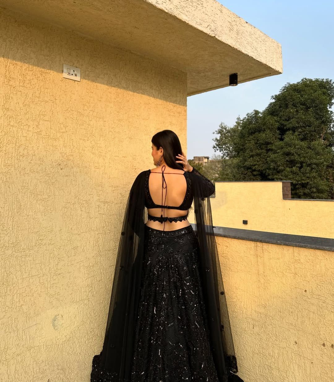 Black Georgette Sequence Work Lehenga Choli