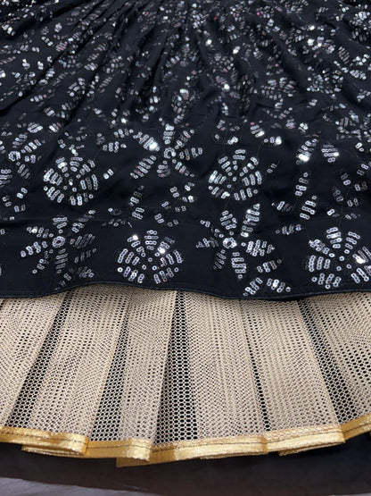 Black Georgette Sequence Work Lehenga Choli