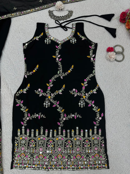 Black Ready to Wear Georgette Sharara Suit