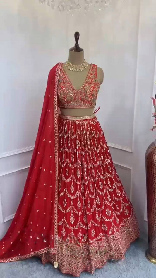 Party Wear Georgette Sequence Work Lehenga Choli