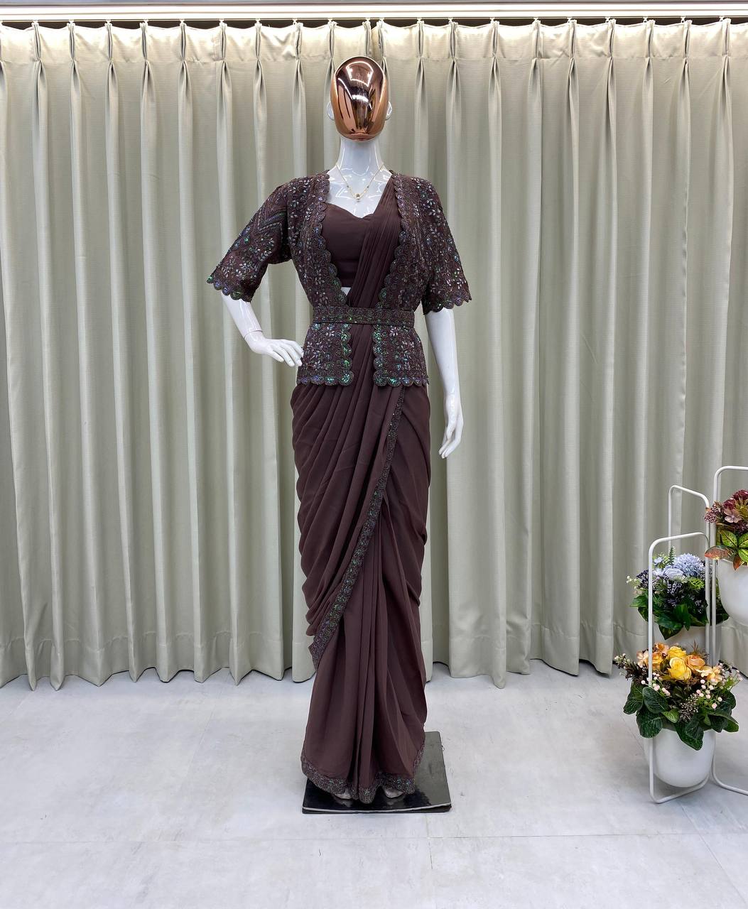 1 Min Ready to Wear Georgette Saree