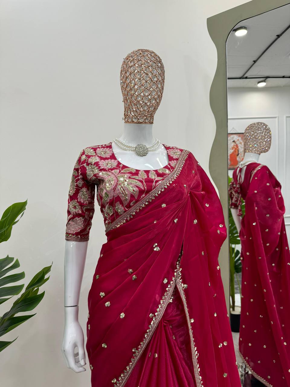Wedding Wear Jimmi Chu Silk Saree With Heavy Work Blouse