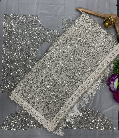 Biege Georgette Full Sequence Work Saree