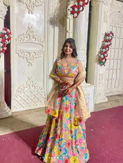 Beautiful Floral Embroidered Work Wedding Wear Lehenga Choli