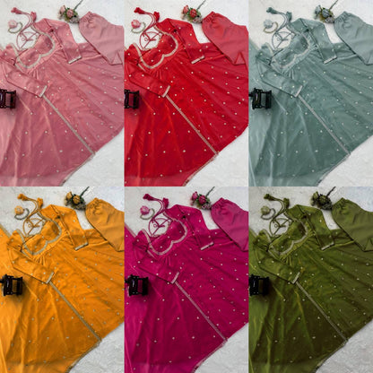 Ready to Wear Fendy Silk Anarkali 3 Piece Suit Set