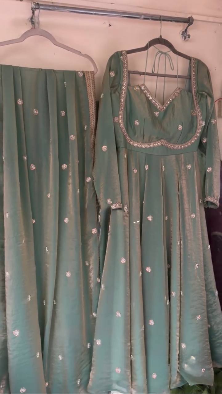 Ready to Wear Fendy Silk Anarkali 3 Piece Suit Set