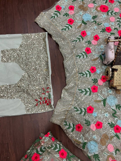 Flower Work Soft Net Embroidered Lehenga Choli