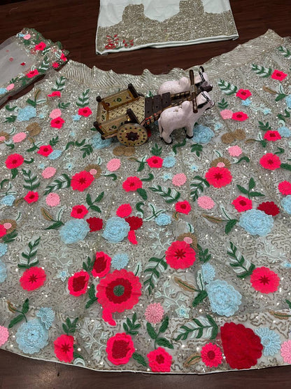 Flower Work Soft Net Embroidered Lehenga Choli