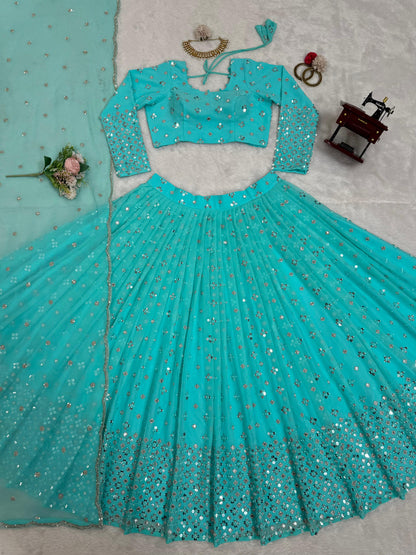Function Wear Georgette Sequence Work Viral Lehenga Choli
