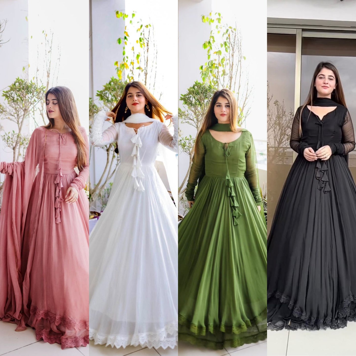 Beautiful Soft Georgette Full Stitched Gown with Dupatta For Girls