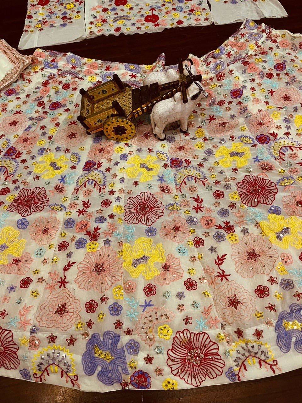 Multi Color Floral Work Georgette Lehenga Choli