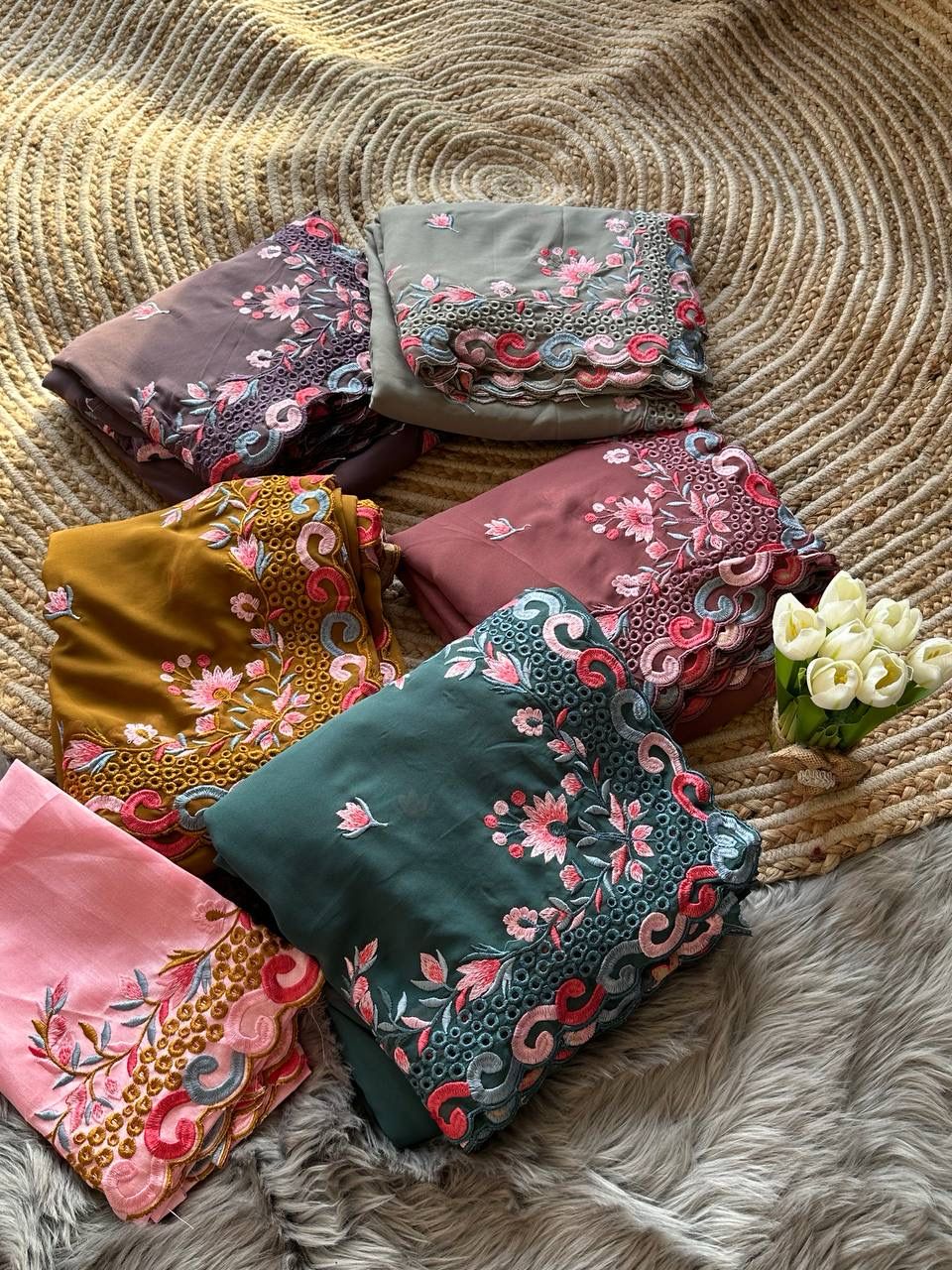 New Embroidered Georgette Saree