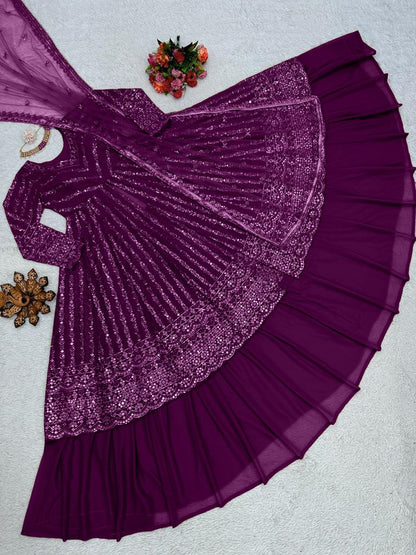 Party Wear Stitched Top With Lehenga Dupatta