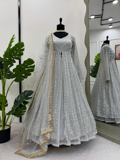 Party Wear Stitched Top With Lehenga Dupatta