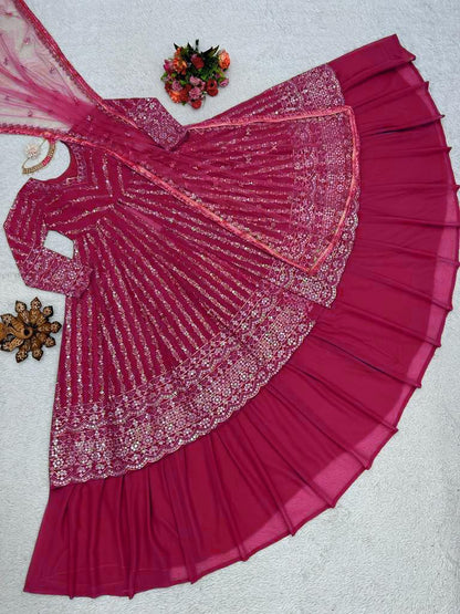 Party Wear Stitched Top With Lehenga Dupatta