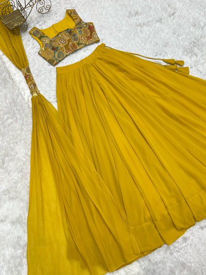 Completely Ready to Wear Pure Georgette Lehenga Choli With 8.0 Mtr Flair