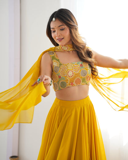 Completely Ready to Wear Pure Georgette Lehenga Choli With 8.0 Mtr Flair
