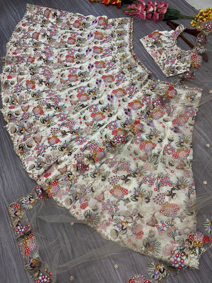 Designer Floral Work Semi Stitched Lehenga Choli