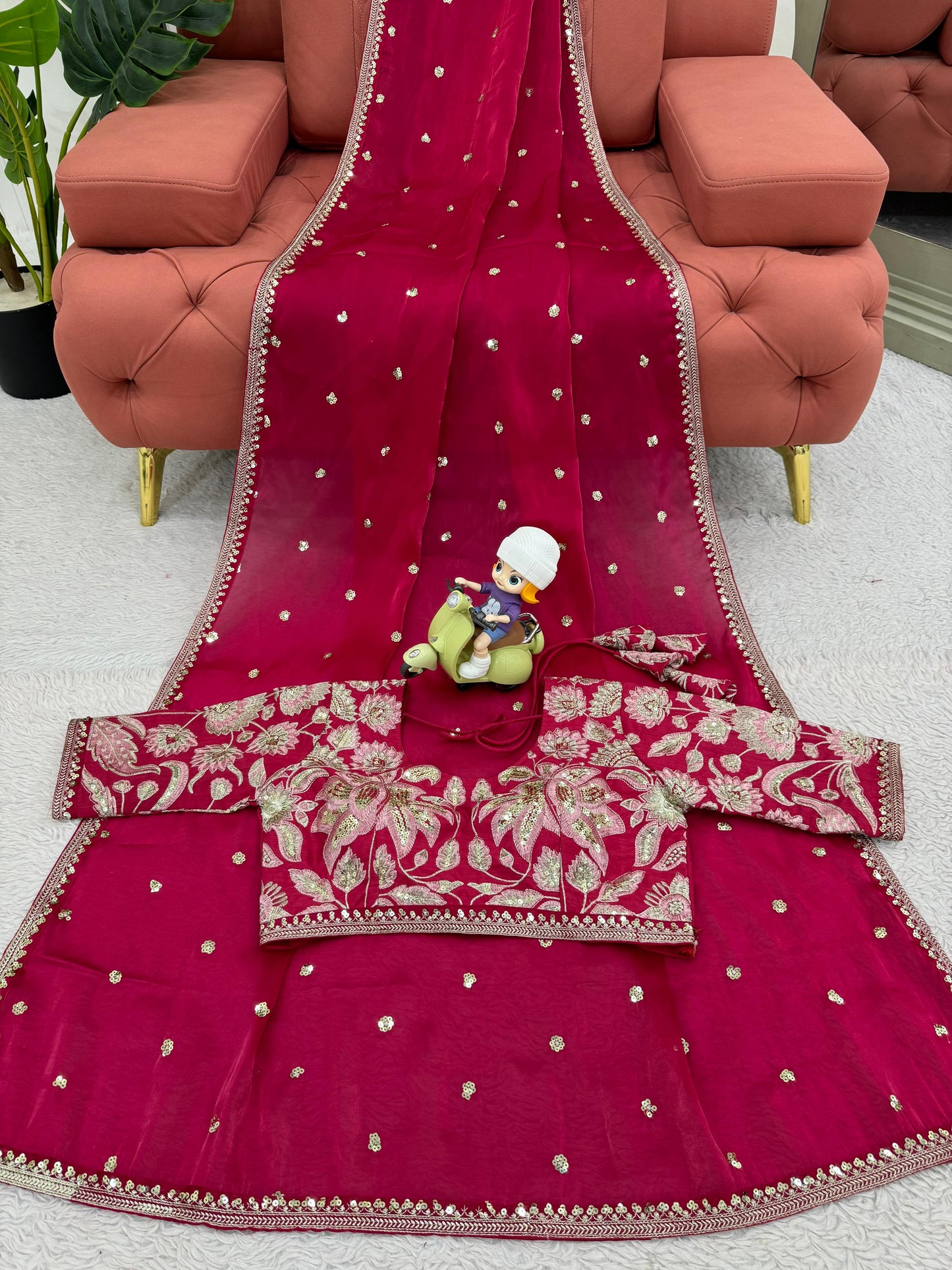 Wedding Wear Jimmi Chu Silk Saree With Heavy Work Blouse